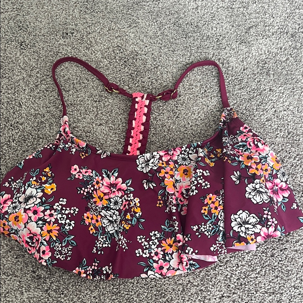 Floral Bikini Top with Adjustable Straps